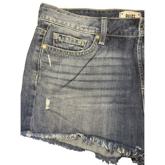 Paige Women 30 Denim Shorts Daryn Short Raw Hem Distressed Light Blue - Picture 4 of 10